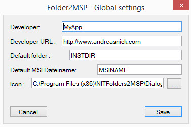Folder2MSP GlobalSettings