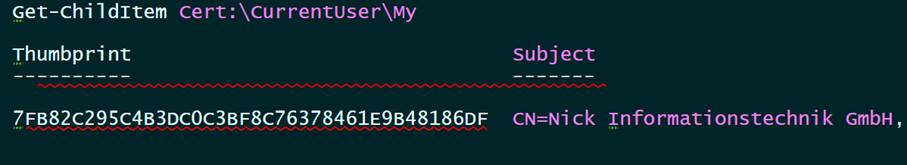 Thumbprint with PowerShell